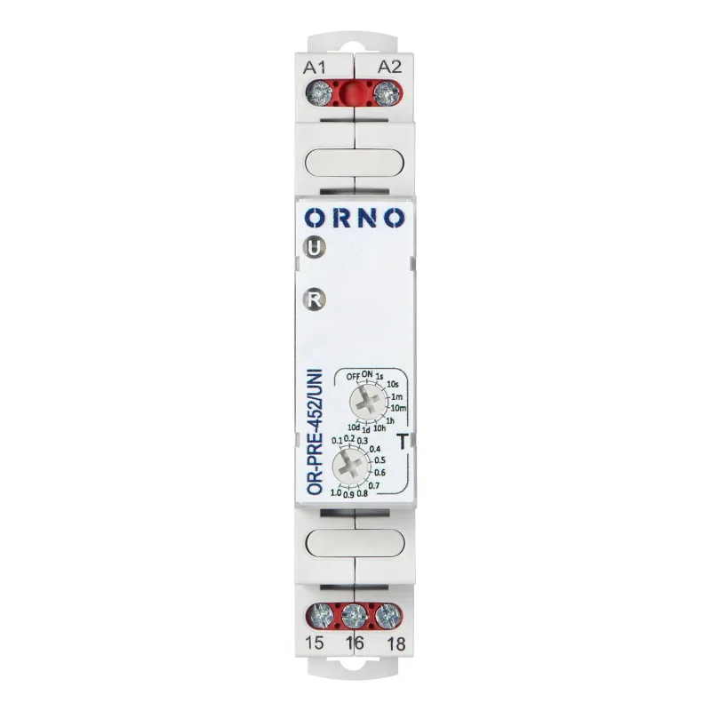 ORNO Časové relé OR-PRE-452/UNI 1P/1CO/1W 16A univerzálne napájanie 12 - 240 V AC/DC