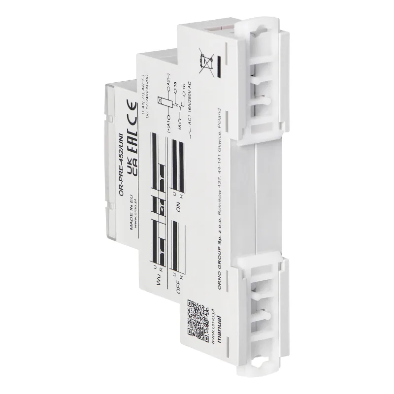 ORNO Časové relé OR-PRE-452/UNI 1P/1CO/1W 16A univerzálne napájanie 12 - 240 V AC/DC