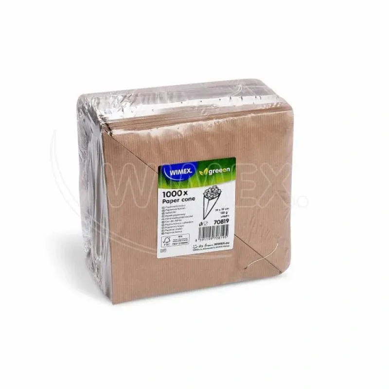 Papírový kornout,kraft, vázaný (PAP)(FSC Mix) 19x19 cm , 125 g (70819.1) 100ks