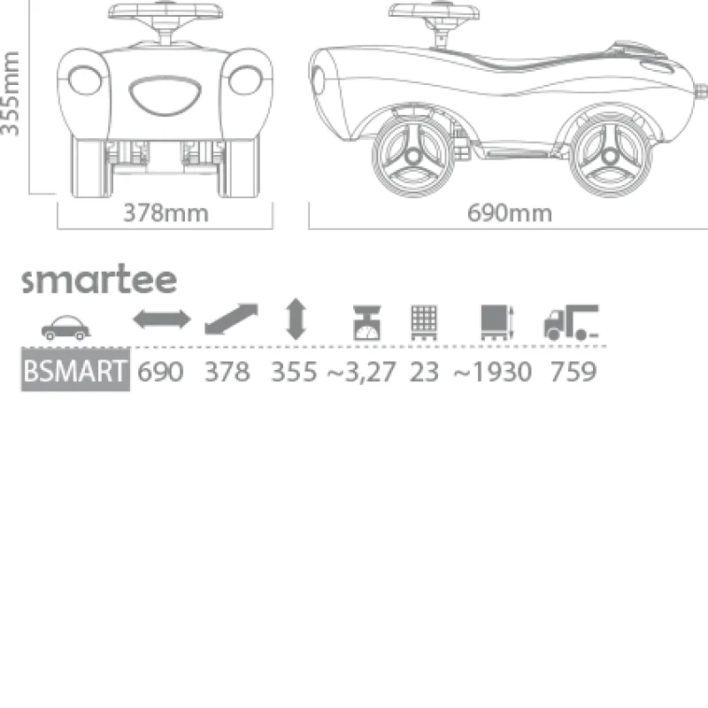 Brumee Detské Odrážadlo autíčko SMARTEE šedé BSMART-432C