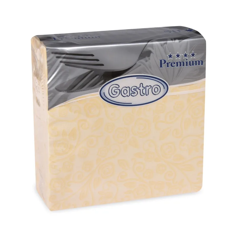 Ubrousky PREMIUM "dekor R" z netkané textilie béžové 40 x 40 cm [50 ks] (89209 - E12A)