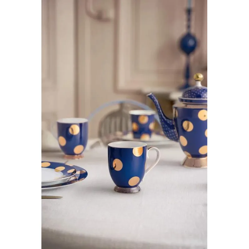 Pip Studio Dot Delight Navy-Gold sada 2ks hrnků 380ml, modro-zlatá