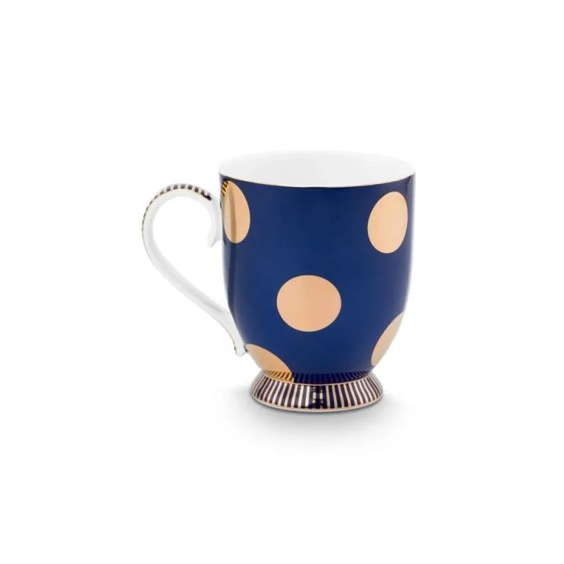 Pip Studio Dot Delight Navy-Gold sada 2ks hrnků 380ml, modro-zlatá