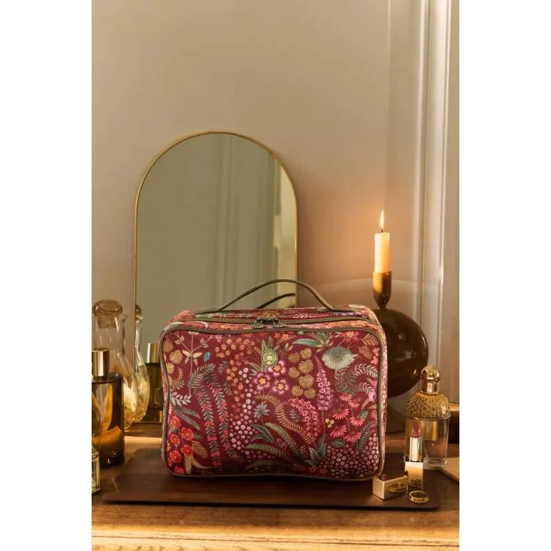 Pip Studio sametový kosmetický kufr Querida Quilted Velvet červený