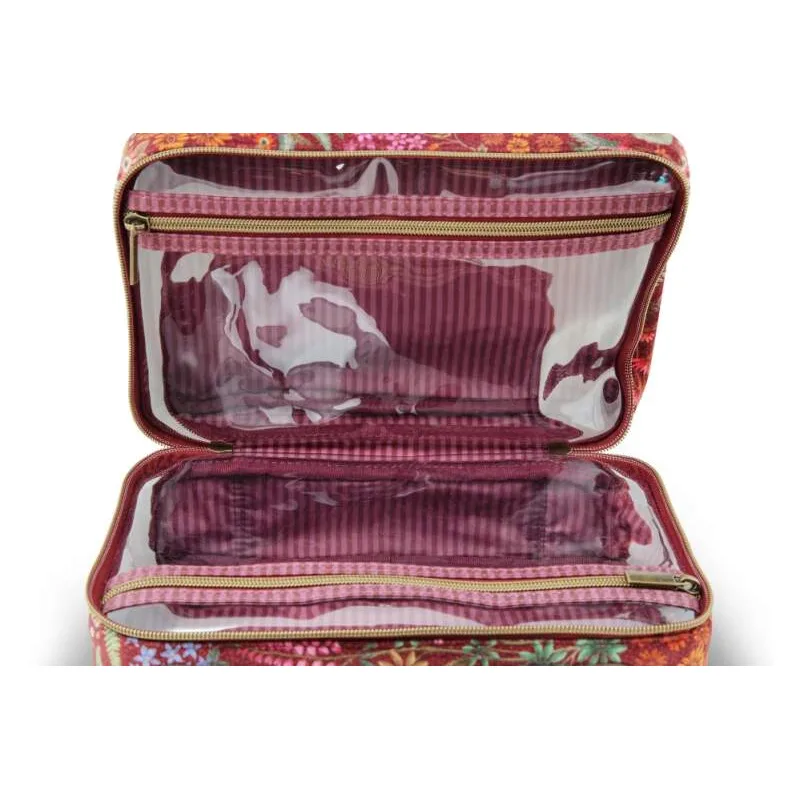 Pip Studio sametový kosmetický kufr Querida Quilted Velvet červený