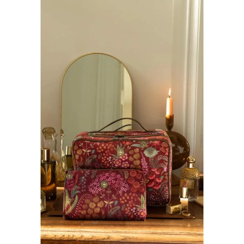 Pip Studio sametový kosmetický kufr Querida Quilted Velvet červený