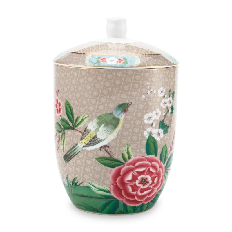 Pip Studio Blushing Birds skladovací dóza 1,5l, khaki