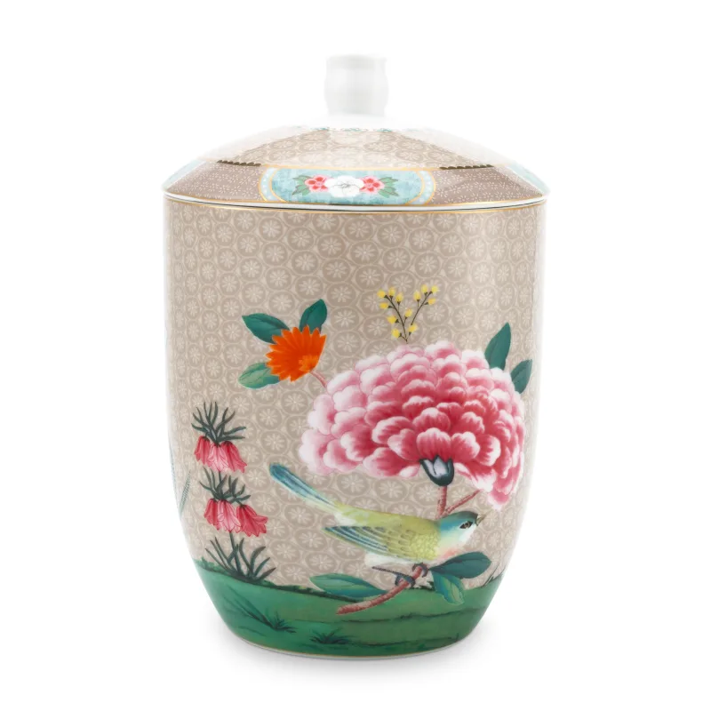 Pip Studio Blushing Birds skladovací dóza 1,5l, khaki