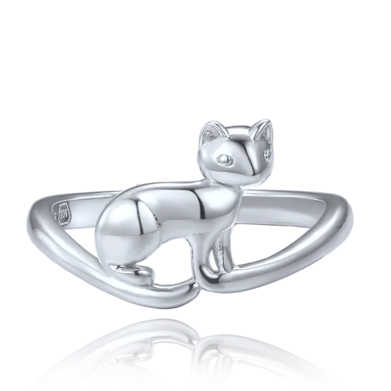 MINET Stříbrný prsten kočka vel. 54 JMAS0300SR54