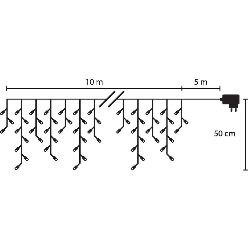 Vianočné osvetlenie reťaz Icicle, 360 LED, studená biela, cencúľová, 10 m, exteriér
