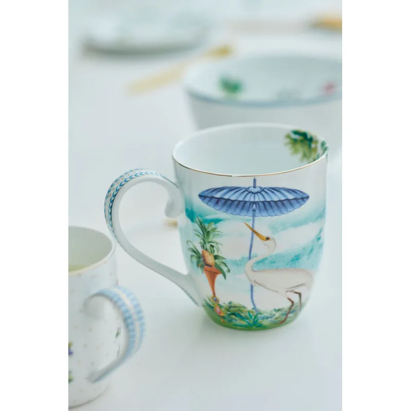 Pip Studio Jolie Heron, XXL hrnek 450ml, bílý