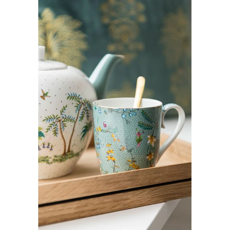 Pip Studio Jolie dots gold velká čajová konvice 1,6l, bílá