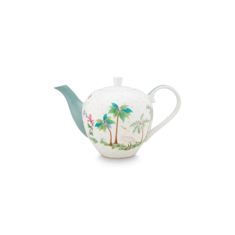 Pip Studio Jolie dots gold velká čajová konvice 1,6l, bílá