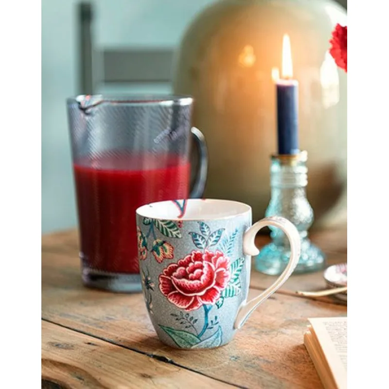 Pip Studio Flower Festival hrnek 350ml, modrý
