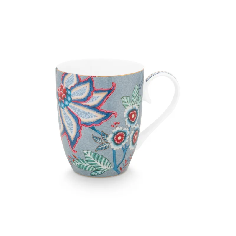 Pip Studio Flower Festival hrnek 350ml, modrý