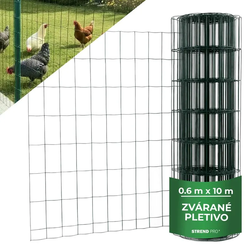 Pletivo EUROPLAST 1, 600/100x50/2,20 mm, zelené, RAL 6005, Zn+PVC, ohradové, bal. 10 m
