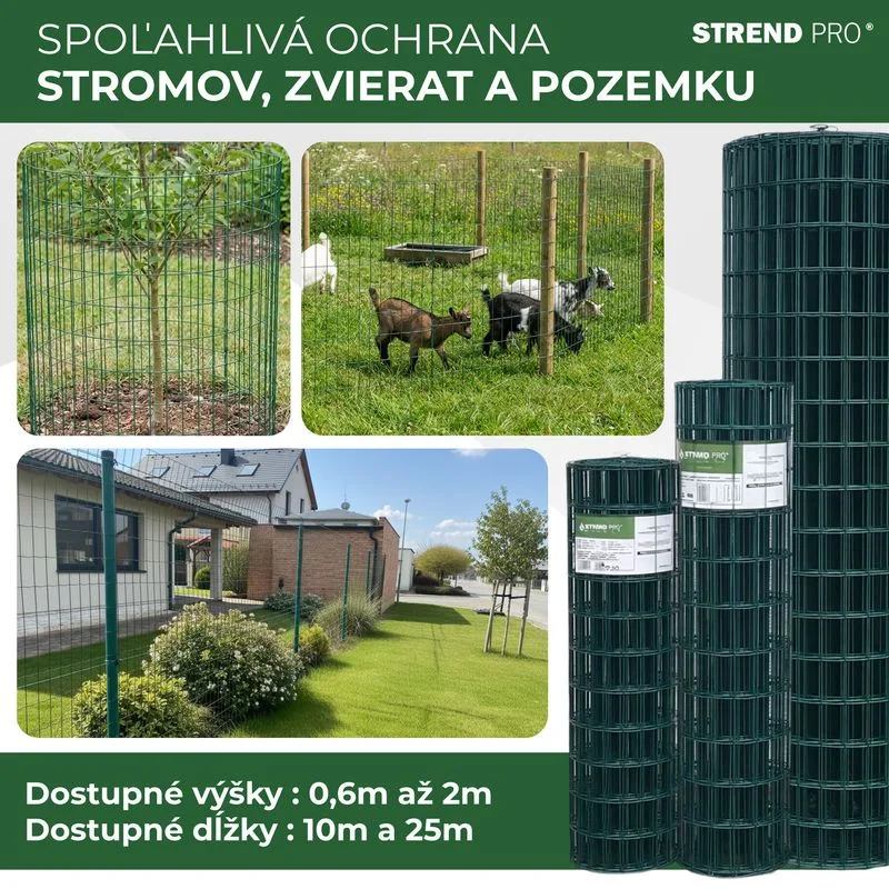 Pletivo EUROPLAST 1, 600/100x50/2,20 mm, zelené, RAL 6005, Zn+PVC, ohradové, bal. 10 m