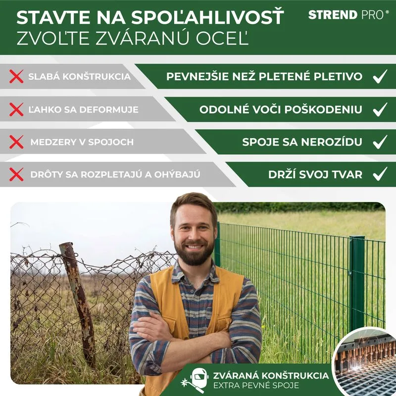 Pletivo EUROPLAST 1, 600/100x50/2,20 mm, zelené, RAL 6005, Zn+PVC, ohradové, bal. 10 m