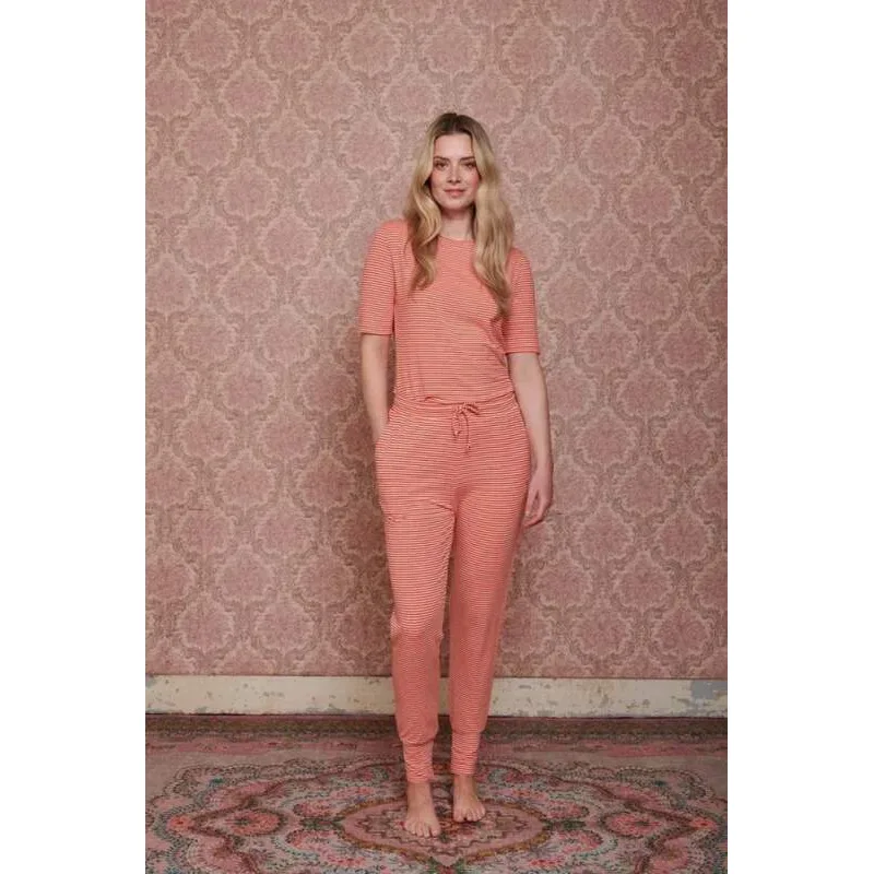 Pip Studio Bobien dlouhé kalhoty Little Sumo Stripe, coral