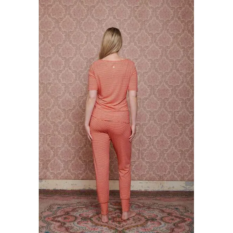 Pip Studio Bobien dlouhé kalhoty Little Sumo Stripe, coral