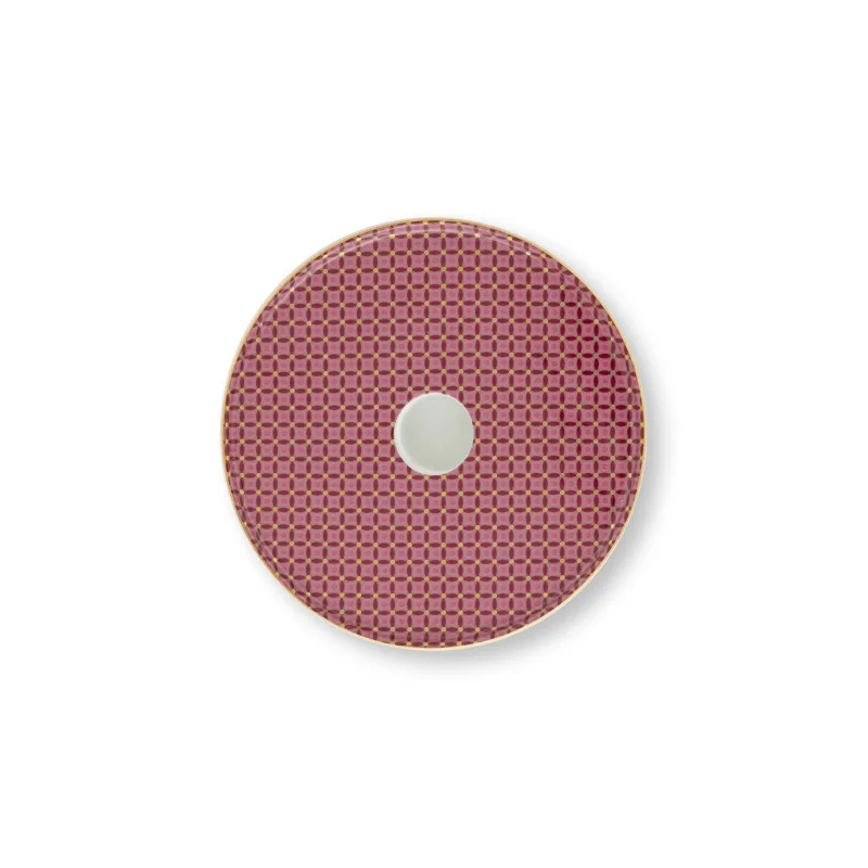 Pip Studio Cross Stitch svícen 14 cm, růžový