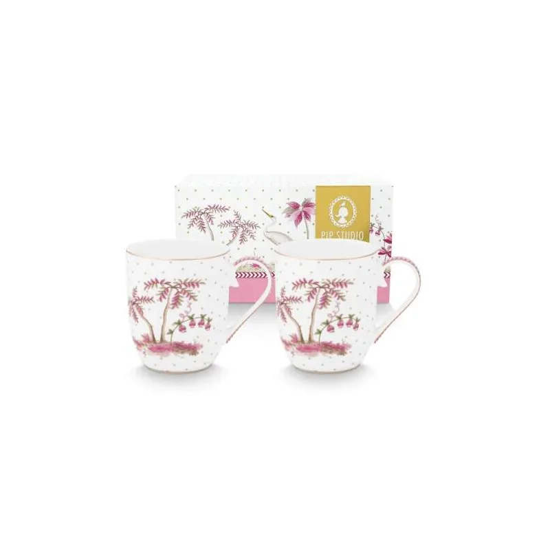 Pip Studio Jolie Dots Gold sada 2 ks hrnečků 180ml, růžová