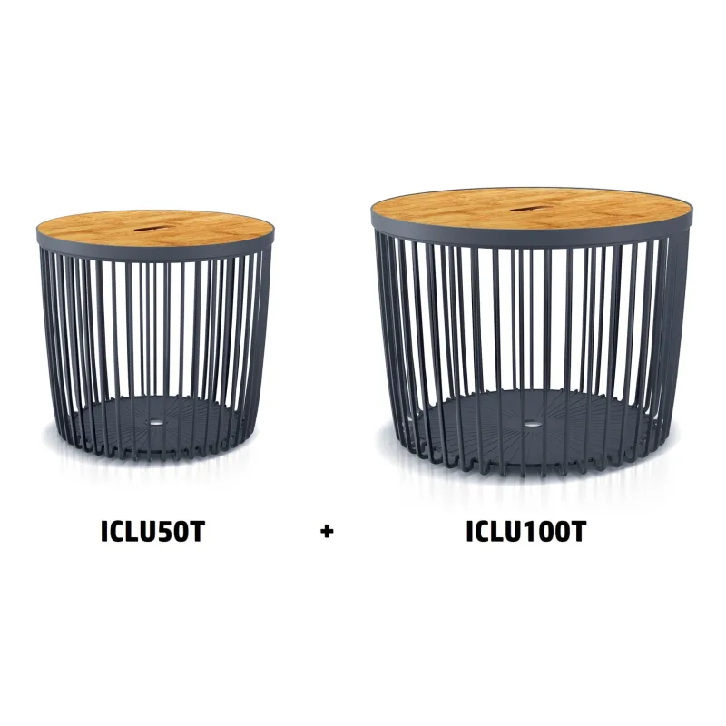 Prosperplast s.r.o. Univerzálne dekoračné koše CLUBO Set 2 s bambusovými viečkami 50+100l antracit úložný box ICLU3TS-S433