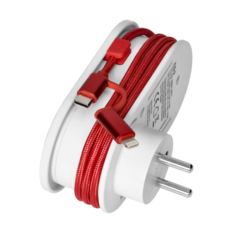 VIRONE Adaptér s káblom USB a káblom (typ C + Lightning), 1x2P+E, 2xUSB (typ A+C), max 3.4A