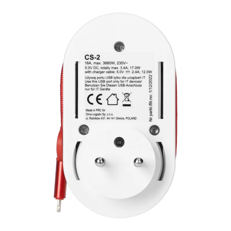 VIRONE Adaptér s káblom USB a káblom (typ C + Lightning), 1x2P+E, 2xUSB (typ A+C), max 3.4A