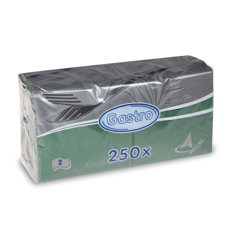 Ubrousky 2-vrstvé 33 x 33 cm tmavě zelené [250 ks] (86906 )P3,4N