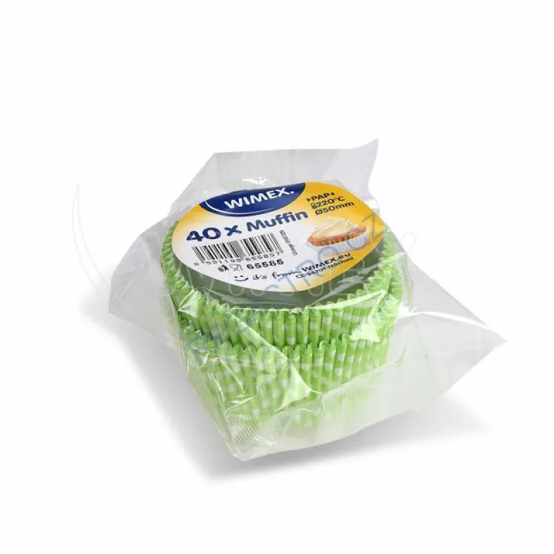 Cukrářské košíčky na muffiny, puntíky žlutozelené Ø 50 x 30 mm [40 ks] (65585 - 4A)