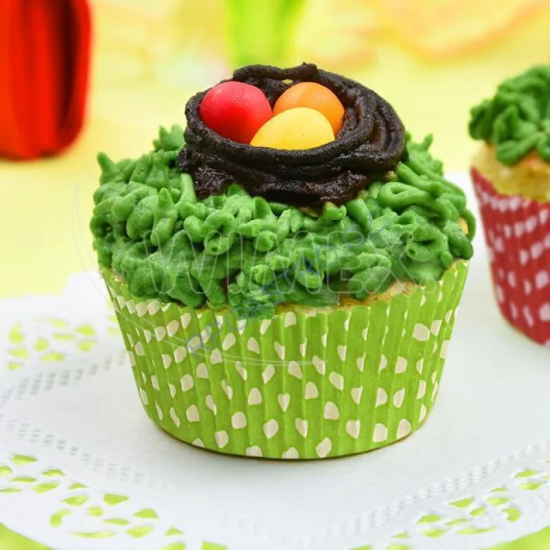 Cukrářské košíčky na muffiny, puntíky žlutozelené Ø 50 x 30 mm [40 ks] (65585 - 4A)