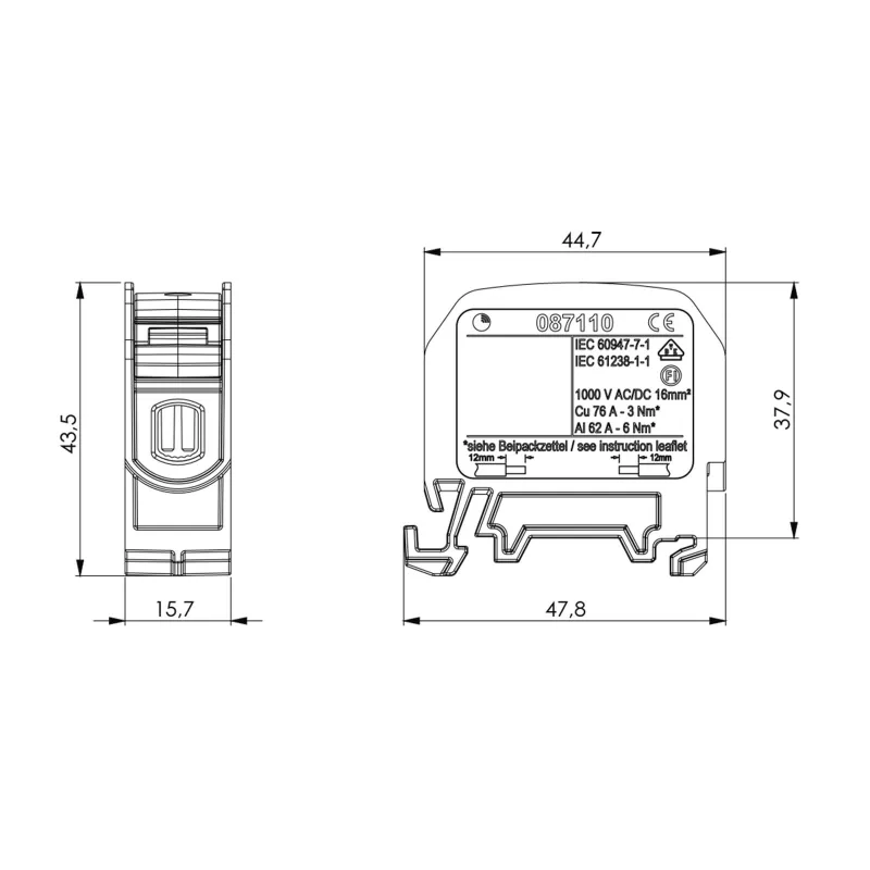 Univerzálna svorka SIMBLOCK STB 16 sivá Al/Cu 1x16mm2 jednopólová, 2 otvory