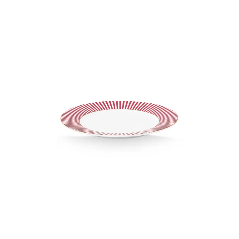 Pip Studio Royal stripes talíř Ø17cm, bílo-tmavě růžový