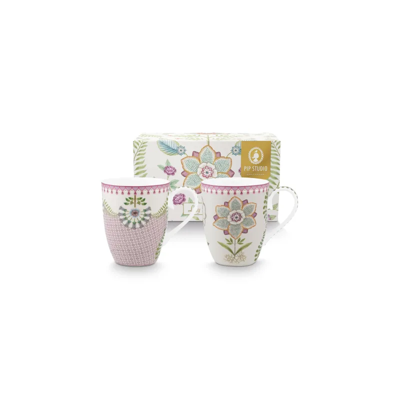 Pip Studio Lily & Lotus sada 2 hrnků 350ml, lila