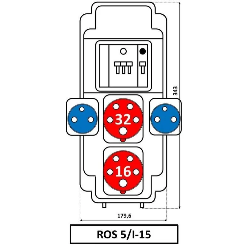 SEZ Zásuvková rozvodnica ROS 5/I-15 4x230V 1x16A+1x32A/400V 5P istená bez chrániča