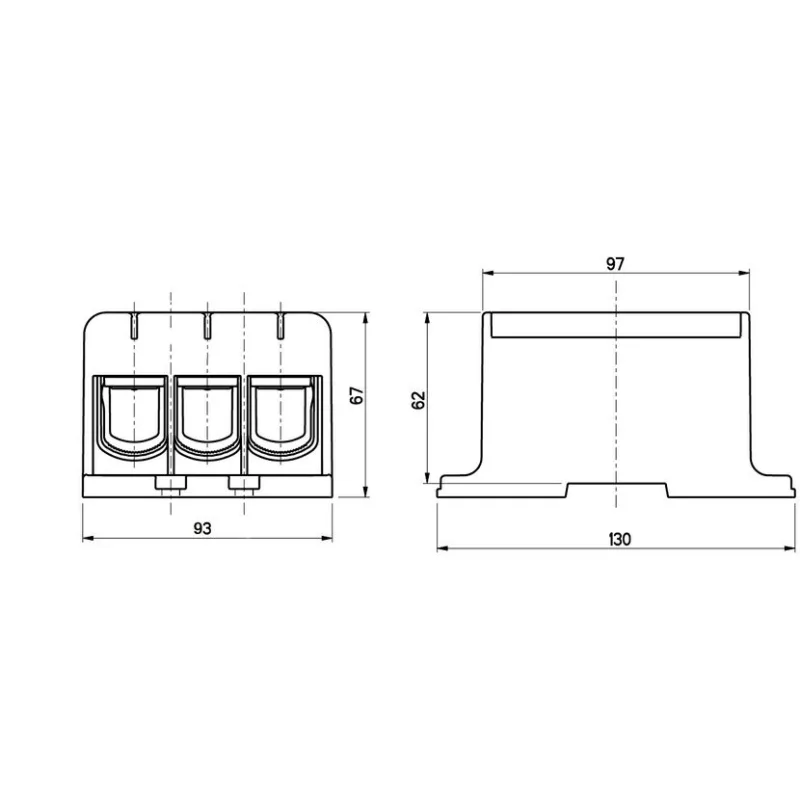 ELEMAN Svorka univerzálna trojitá UK 240/3 N, 425A, 3x240mm2 1pól., AL/CU, krytá, modrá, na DIN a Montážnu dosku