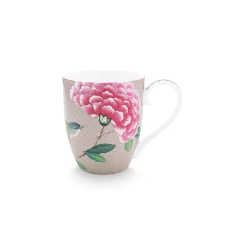 Pip Studio Blushing Birds XL hrnek 440ml, khaki
