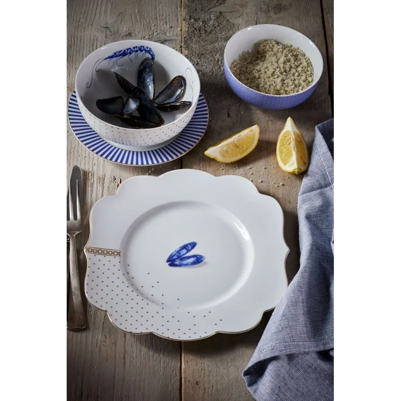 Pip Studio Royal Yerseke talíř Ø23,5cm, bílo-modrá