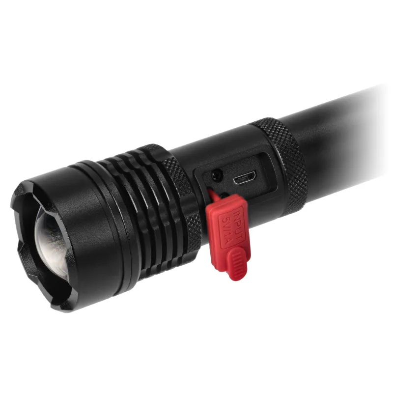 VIRONE Taktická LED baterka, COB 12W so zoomom a 2200 mAh batériou LT-12