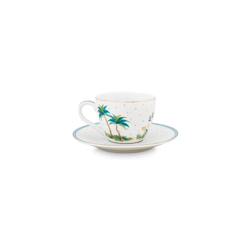 Pip Studio Jolie dots gold sada 2 espresso hrnečků s talířky 120ml, dárkové balení, bílé