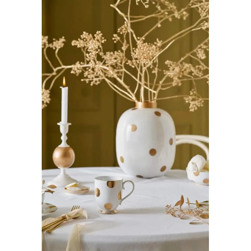 Pip Studio Dot Delight White - Gold sada 2ks hrnků 380ml, bílo-zlatá