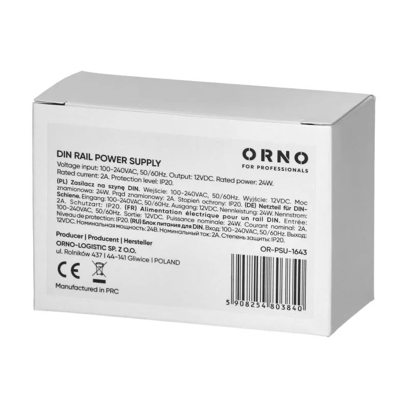 ORNO Napájací zdroj na DIN lištu 12V DC 2A, 24W, 2 moduly