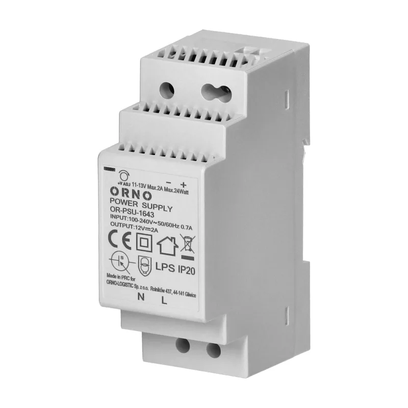 ORNO Napájací zdroj na DIN lištu 12V DC 2A, 24W, 2 moduly