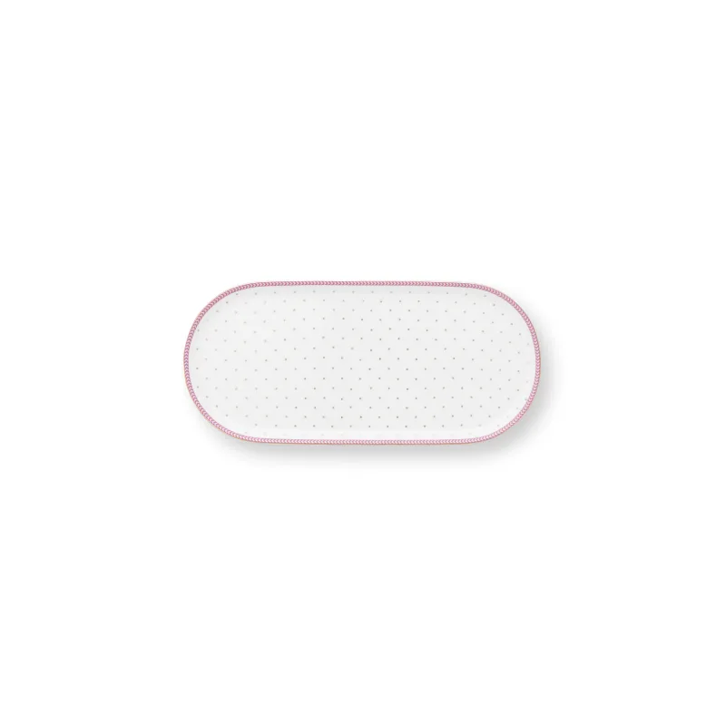 Pip Studio Jolie Dots Gold oválný tác 25x12cm, růžový
