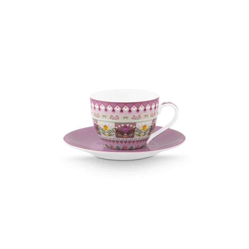Pip Studio Lily & Lotus espresso šálek s podšálkem 100ml, lila