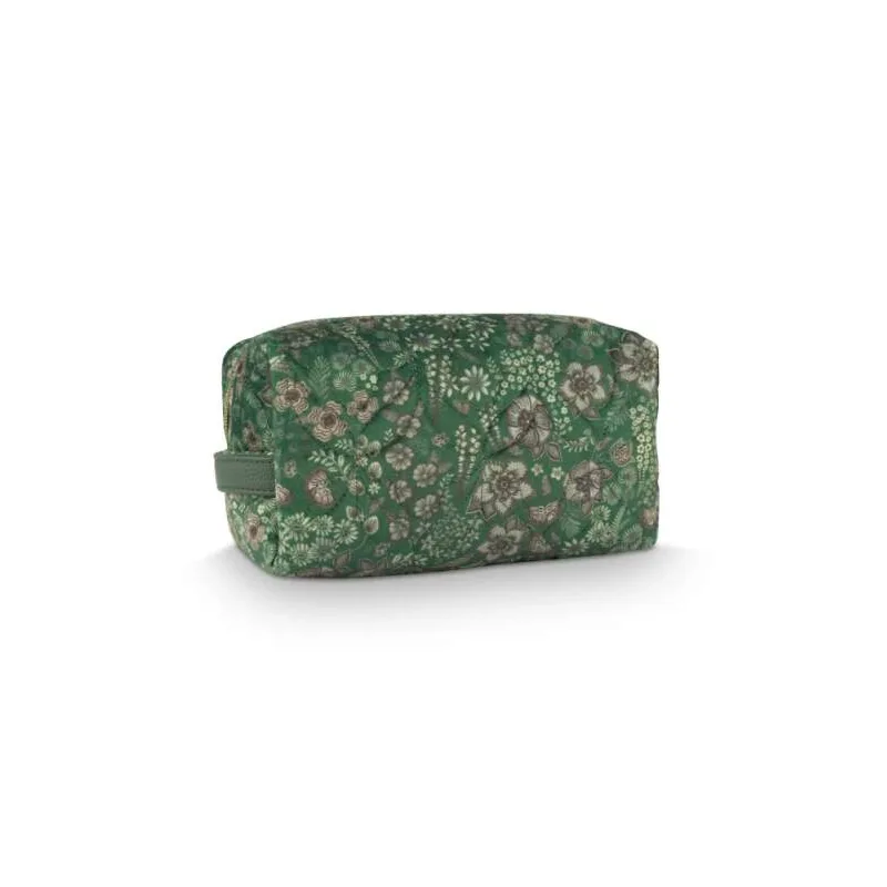 Pip Studio sametová kosmetická taška Coco Quilted Daisy Dreams, zelená