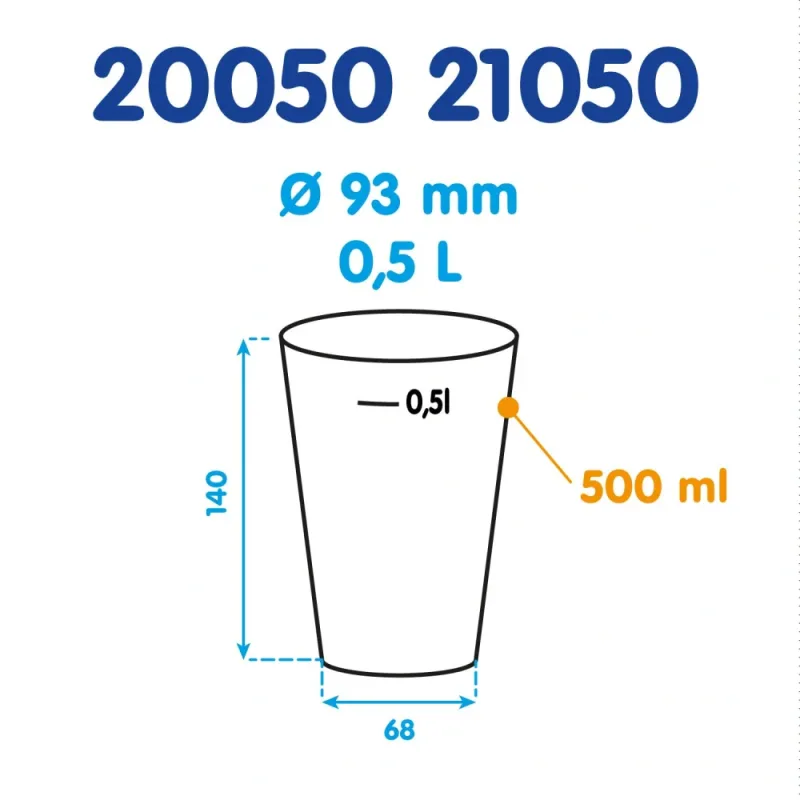 Kelímek vratný 0,5 l (PP) [30 ks] (20050)