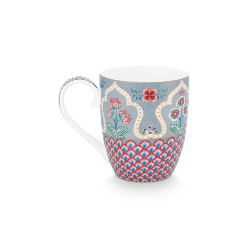 Pip Studio Flower Festival hrnek XL 440ml, červeno-modrý