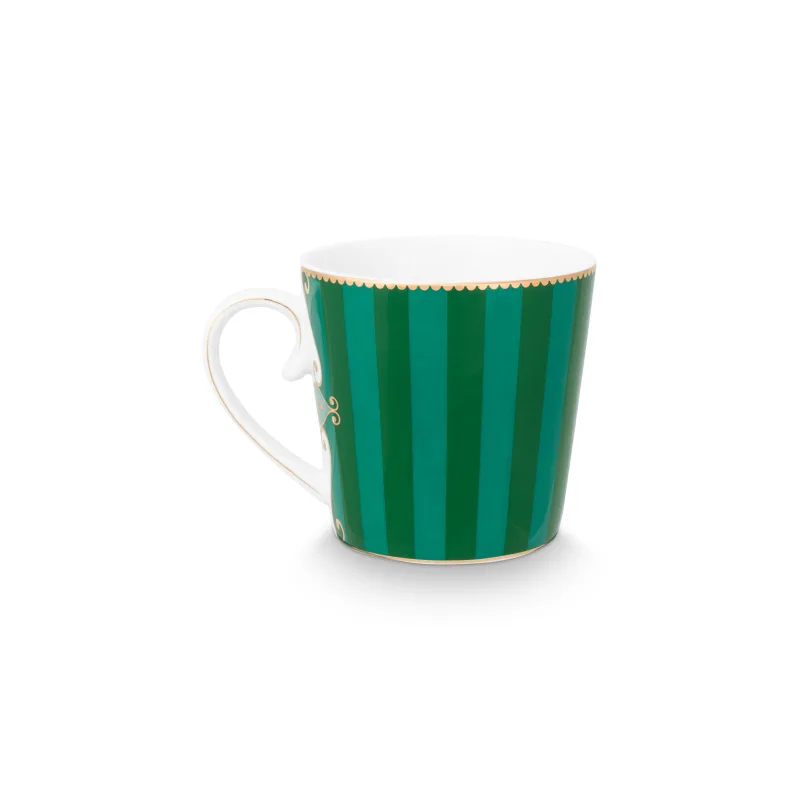 Pip Studio Love Birds Stripes hrnek 225ml, zelený